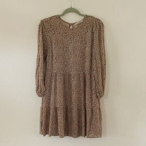Abercrombie & Fitch Brown Patterned Long Sleeve Dress